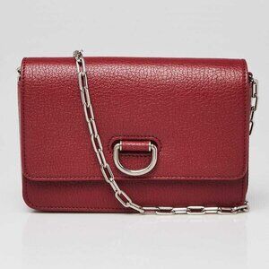 Burberry Red Leather Wallet On Chain D-Ring Crossbody Bag